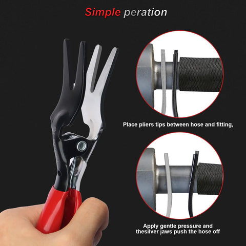 Automotive Hose Removal Pliers For Quick Disconnect Of Vacuum Lines And Tube Hoses With Hose Clamp Pliers in use