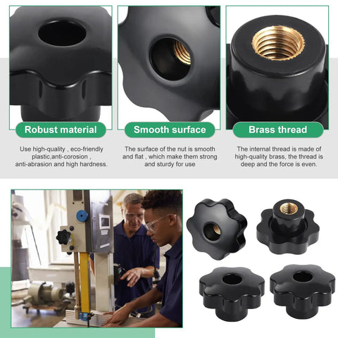 Heavy Hitter 10 Pack M12 Star Clamping Knobs Black Plastic Screw On Machine Handles With Non Slip Grip Makes Quick Work Of Any Garage Job And Keeps Things Tight