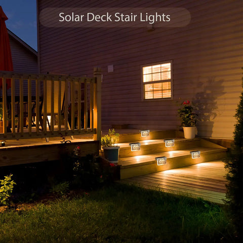 Diamond Solar Fence Lights 6 Pack Dope Outdoor Waterproof Deck And Step Lights illuminate stairs with warm white glow