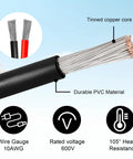 10AWG Solar Panel To SAE Adapter Cable, 10Ft PV Solar Extension Wire, tinned copper core, durable PVC material, 600V rating