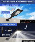 2 Pack Beast Bright 2000W Solar Street Lights Outdoor 100000LM Dusk To Dawn IP65 Waterproof Flood Lights with 6500K White Light.