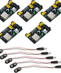 Hella Reliable Dual Voltage Power Supply Module Adapts To 400 And 830 Point Solderless Breadboards in a 5 pack with power wires.