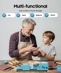 Grandfather and child using ZephPerton 96 Watt Mini Lathe Machine With Pure Copper Motor for DIY projects.