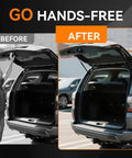 Before and after of Toyota 4Runner Beefy Liftgate Struts Replacement Kit for 2010 2023 Rear Hatch Lift Support Shocks Pair OEM Quality 689070W091 689070W090A 689070W100 Fitment for Toyota SUV showing hands-free operation.