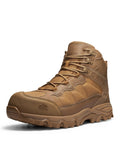 Men's Waterproof Steel Toe Work Boots With Slip Resistant Outsole For Industrial Jobs Paladin Steel Toe Durable Construction Water Resistant Suede Upper ASTM F2413 18 Safety Rating Coyote Color Size 9, side view.