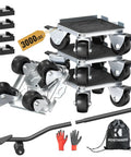 Heavy Duty Furniture Moving Dolly With Reinforced Steel Panel 360 Degree Swivel And Top Brake With Wheels Set Of 4 Lifting Tool