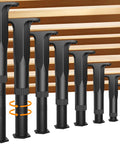 Heavy Duty Adjustable Bed Support Legs Eight Pack for No Sweat Furniture Leveling in varying heights and black steel material.