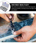 Using spanner on 375-Piece Pro Grade 304 Stainless Steel Hex Bolts Nuts And Flat Washers Assortment Kit With Metric Threads for DIY project