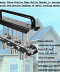 Three Station Edge Roller Bender for Sheet Metal Beading, Large Radius Bending Tool With 0 to 90 Degree Range shown against a house background.