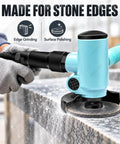 Top Tier Pneumatic Air Angle Grinder 4 Inch for edge grinding and surface polishing on stone with water spray.