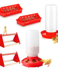 Game Changer Complete Six Piece Chick Feeder And Waterer Combo With Automatic Mini Perch For Ducks And Quail Brooder Starter Kit set with chick feeder and waterer.