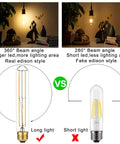 Comparison of Dimmable E26 LED Bulb 6W Equal 60W T10 Edison Style Light with 360° beam angle versus 280° beam angle