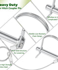 Close-up of Five Sixteenth Inch Trailer Hitch Coupler Pins With Steel Quick Release Ring showcasing features and design