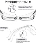 Heavy Duty 72 Pack Safety Glasses With Side Shields And Rock Solid Ansi Z87 Plus Certification For Top Tier Eye Protection On Construction Sites featuring integrated nose pad and flexible hinges.