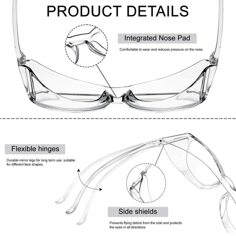 Heavy Duty 72 Pack Safety Glasses With Side Shields And Rock Solid Ansi Z87 Plus Certification For Top Tier Eye Protection On Construction Sites featuring integrated nose pad and flexible hinges.