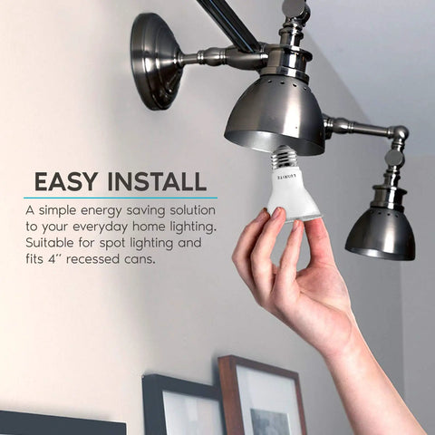 4 Pack PAR20 LED Bulbs 50W Equivalent 5000K Bright White Dimmable Spotlight Bulbs For Indoor And Outdoor Use 7W being installed