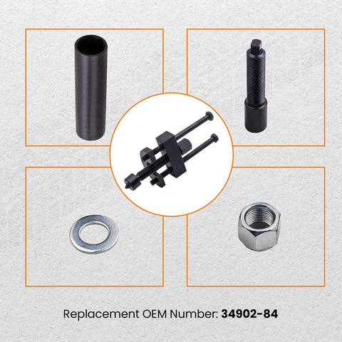 maXpeedingrods transmission inner bearing race tool kit for Harley; five-piece set with sleeve, puller bolt, nut, and washer