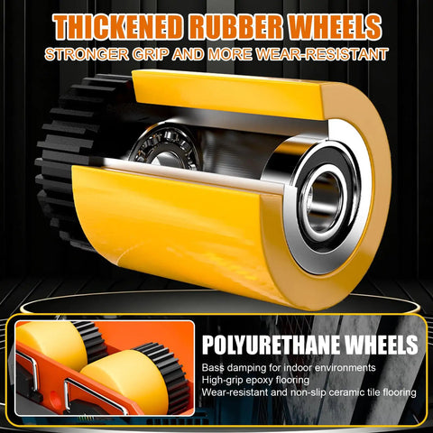 Thickened rubber wheels for Heavy Duty Electric Machine Moving Sled With Smart Remote Control And 360 Degree Turntable, ideal for industrial settings.