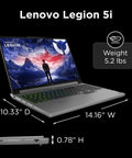 Beast Mode Gaming Laptop With Nvidia Rtx 4070 8Gb Graphics And Intel Core I7-14650Hx Processor And 32Gb Ram For Cranking Games And Crushing Multitasking Tasks On The Go Ready To Roll In Luna Grey side view with dimensions and weight.