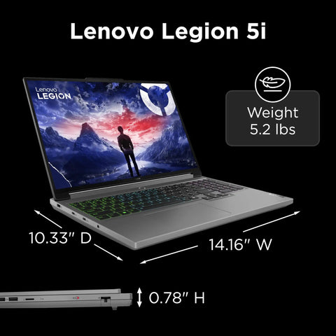 Beast Mode Gaming Laptop With Nvidia Rtx 4070 8Gb Graphics And Intel Core I7-14650Hx Processor And 32Gb Ram For Cranking Games And Crushing Multitasking Tasks On The Go Ready To Roll In Luna Grey side view with dimensions and weight.