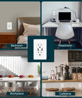 4 Pack USB Charger In Wall Outlet With Dual USB Ports 4.8A Total Output in various room settings