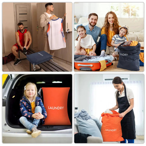 Two Pack Travel Laundry Bags Wet Dry Bag With Zipper Water Resistant Nylon Odor Proof Pouch with family packing suitcase