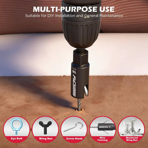 Five Piece Wing Nut Driver Set With Magnetic Aluminum Storage Rail Includes 10mm 12mm 14mm 16mm 18mm Metric Sizes And Quarter Inch Hex Shank Bits A Handy Pro Grade Kit in use with drill