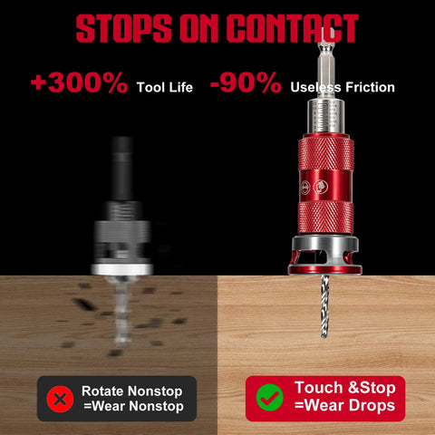 Tough As Nails TCT Alloy Countersink Drill Bit Set With Adjustable Depth Stop Collar for slick woodworking on plywood and plastic.