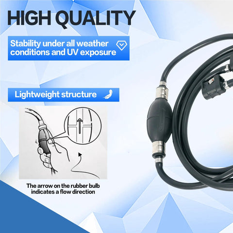 10 Ft Quarter Inch Nylon Braided Fuel Line Kit Ready To Install With Primer Bulb, Marine Quick Connectors, And Stainless Steel Clamps For Outboard Boats, RVs, And Yamaha Compatible 6mm Fuel Hose