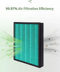 Two Pack Replacement Filter For Coway Airmega 300 And 300S Purifiers, showing air filtration efficiency details