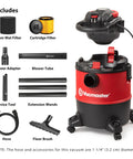 Beast All In One Wet Dry Vacuum With Detachable Blower 6 Gallon 5 Peak HP shown with included accessories