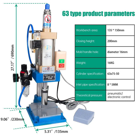 Top Shelf 110V Pneumatic Punch Press Machine Featuring Adjustable Stroke And Compact 63Mm Air Cylinder For Heavy Duty Metalworking Quick Setup Shop Workstation That Handles Every Tough Task Without Breaking A Sweat