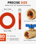 80 Pack Garden Hose Washers Red Rubber Gasket Heavy Duty Universal Fit For Standard Three Quarter Inch Garden Hose Fittings