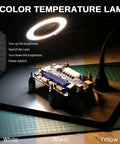 Magnetic Helping Hands Soldering Station with 5X LED Magnifying Lamp and flexible arms on large base for hands-free work