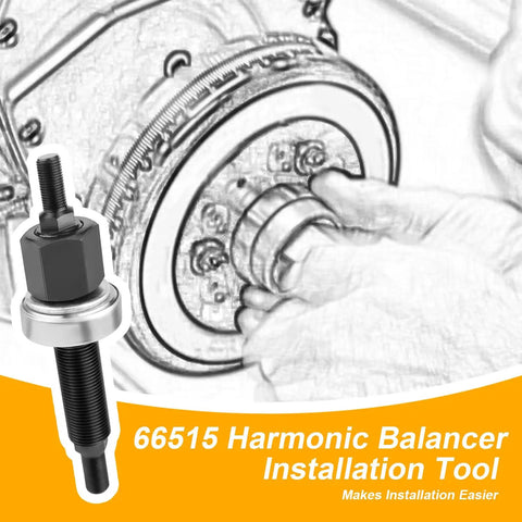 Chevy Harmonic Balancer Installer Tool for Small Block and Big Block Cranks shown in use with vibration damper