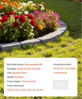 Faux Stone Landscape Edging Kit surrounds colorful flower bed in lawn, showcasing no-dig border with sandstone gray stone look.