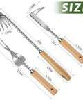 3 Pack Pro Grade Stainless Steel Weed Puller Tools Set with L Shaped Crack Sickle, V Shaped Hand Weeder, and 4 Tooth Tool