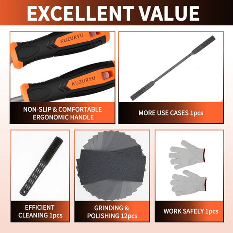 31 Piece Metal File Set With 4 Eight Inch Metal Files And 12 Precision Needle Files Riffler File 12 Sandpaper Sheets