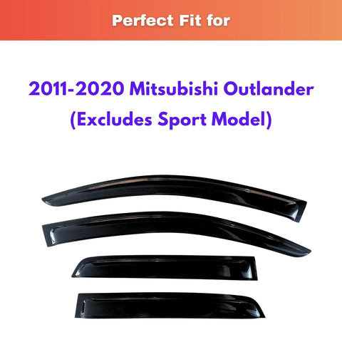 Outlander Rain Guards 2011-2020 Window Visors 4 Pack Out-Channel Deflectors For Mitsubishi SUV no-drill easy install shown