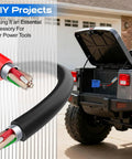 Beefed Up Power Ride Wheel Adapter For Kobalt 24V Battery With Fuse And Wire Terminal next to an off-road truck