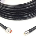 Close-up of 35 Foot LMR 400 Coax Extension N Male to N Female for Outdoor Ham Radio WLAN, CB, and WiFi Antennas Low Loss UV Resistant Cable