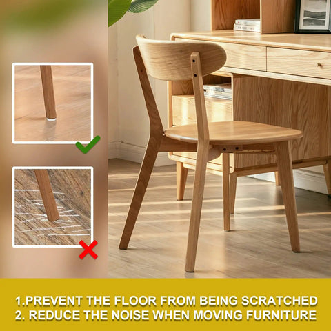 60 Pcs Nylon Furniture Sliders Set For Table And Chair Legs Nail On Round Floor Protectors 17.5mm Base Diameter 5mm Thick 13mm Nail Length Brown Finish in use on wooden chair, preventing floor scratches.