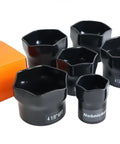 Set of 8-point axle wheel bearing sockets in various sizes, including 4-7/8 Inch 8-Point Truck Axle Wheel Bearing Socket for Axle Nut Socket Set.