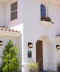 Rectangular Outdoor Porch Light With Clear Glass, Dope Farmhouse Style Weatherproof Exterior Wall Lantern In Matte Black on house