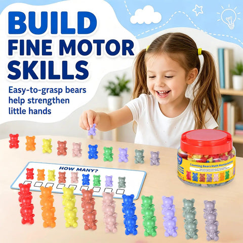 200 Pieces Counting Bears Set With Totally Awesome Color Sorting Toys For Preschool Kids Ages 3 Plus Easy Peasy Math Manipulatives And Montessori Inspired Classroom Learning Supplies That Are Super Cool And Kid Approved, child sorting colorful bears.