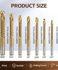 Eight Pack Titanium Coated HSS Twist Drill Bits Metric Set 3 To 10MM showcasing sizes and lengths of high speed steel drill bits.