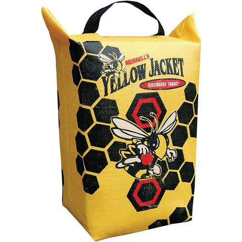 Yellow Jacket Rugged Weather Resistant Archery Discharge Target Bag showing hexagonal pattern and logo with carry handle