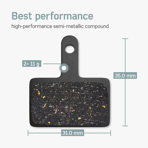 2 Pairs Bike Brake Pads For Tektro And TRP Compatible Disc Brakes, detailed view showing dimensions and material composition.