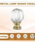 Gold Tone Crystal Lamp Finial Cap For Lampshade Harp Top One Quarter Twenty Seven Thread Heavy Duty Metal Nut Knob