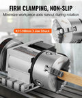 Heavy Duty Dividing Head With K11 3 Jaw Chuck And Mt2 Tailstock 4Th Axis A Axis Rotary Indexing Head For Cnc Milling Machine, close-up of clamping action.